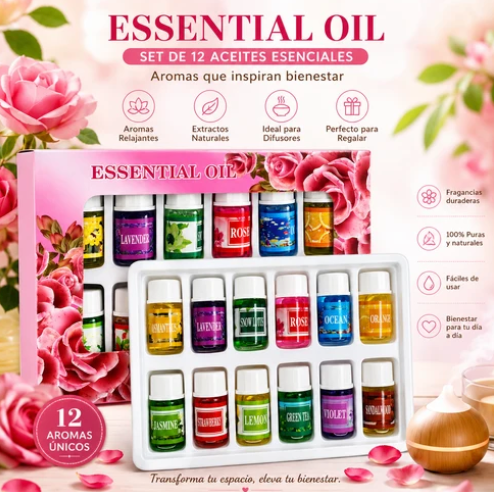 Set de 12 aceites esenciales naturales
